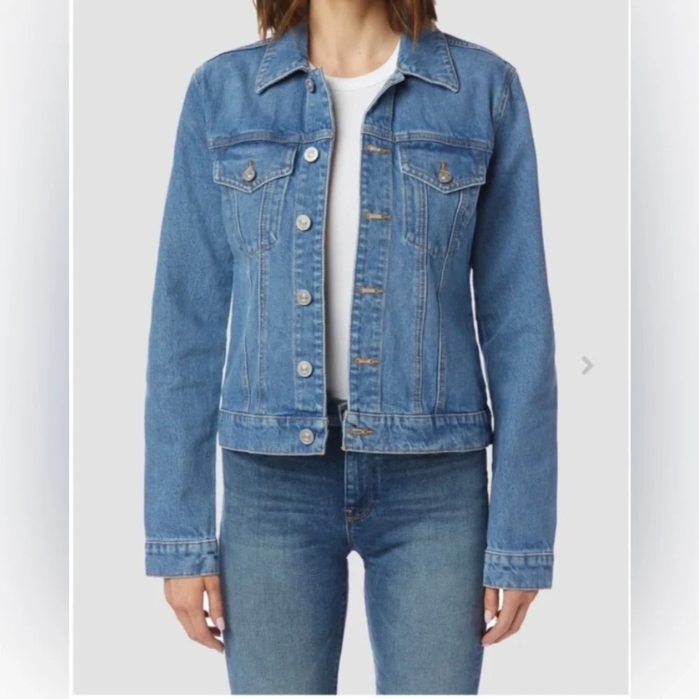 Hudson Jeans Classic Trucker Denim Jacket Medium Wash Blue Tahoe NWT Size S/M